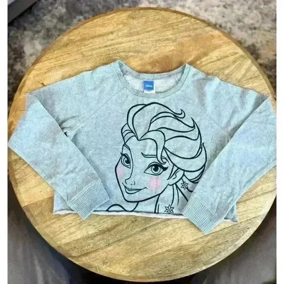 Disney Frozen Elsa Crop Top Sweater, Size M - Picture 2 of 13